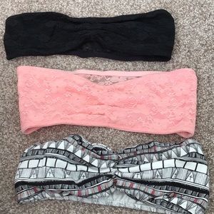 Women’s Bandeau Tops. Size small for 2 and medium for one